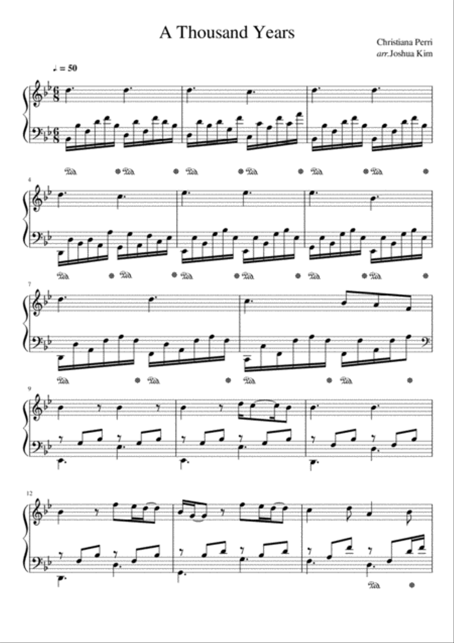 A Thousand Years Piano Solo scores gallery preview page 2