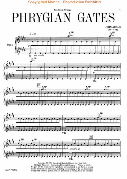 Phrygian Gates by John Adams Piano Solo - Sheet Music