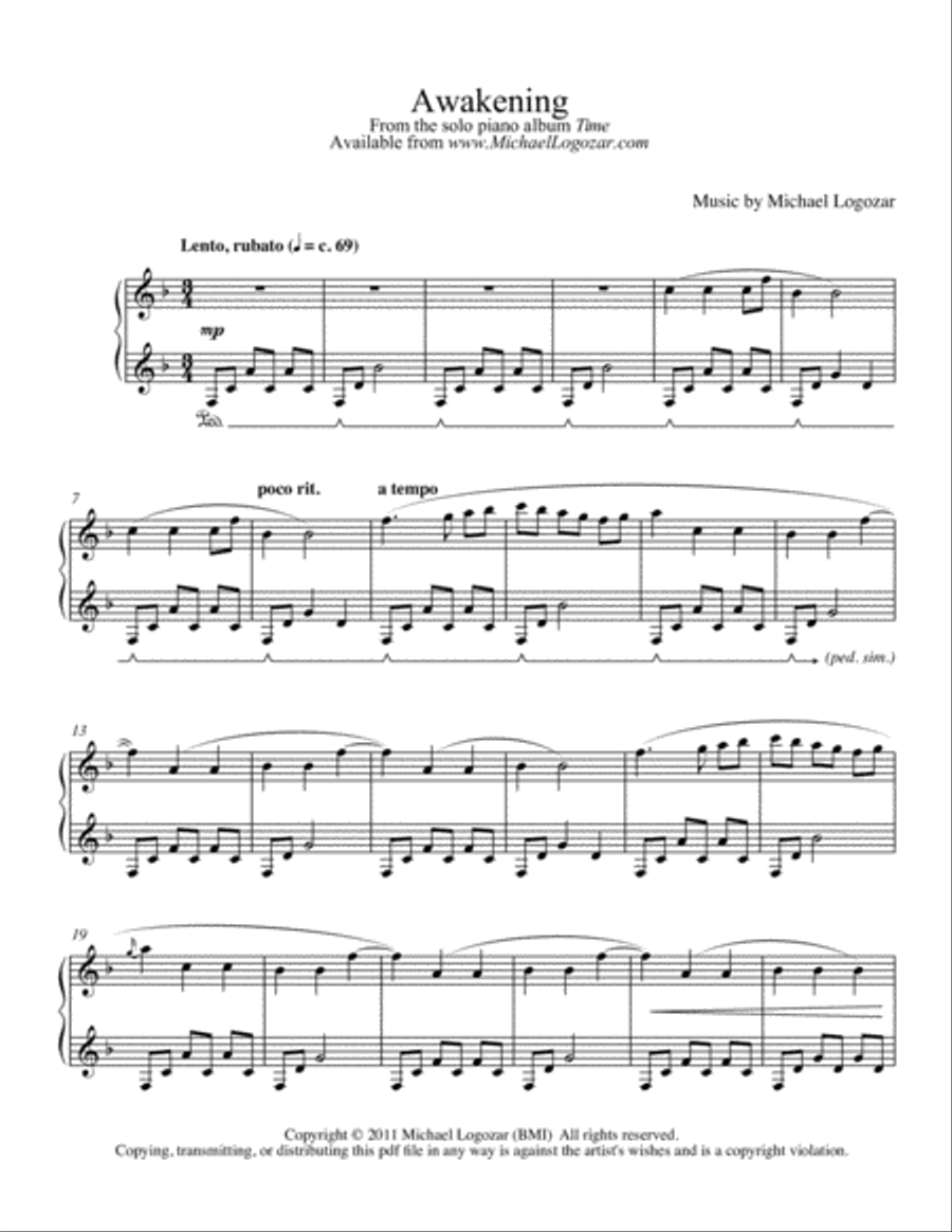 Awakening Awakening Piano Solo scores gallery preview page 1
