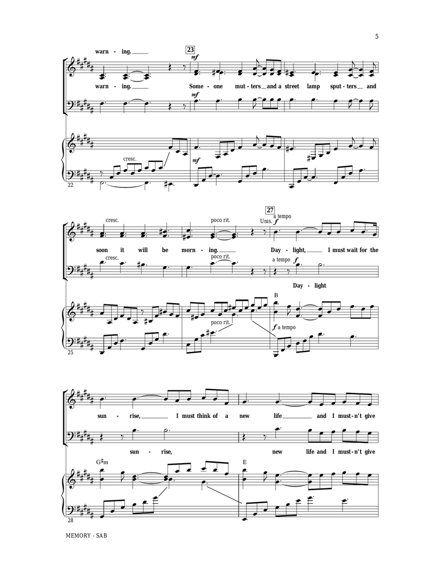 Memory (from Cats) (arr. Ed Lojeski) 3-Part scores gallery preview page 4