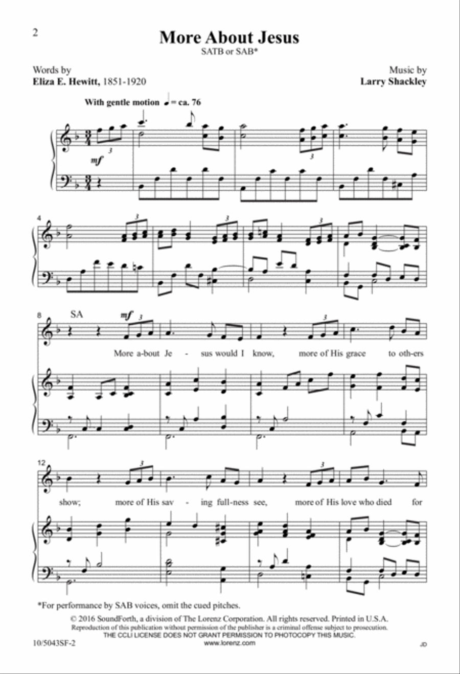 More About Jesus 4-Part scores gallery preview page 2