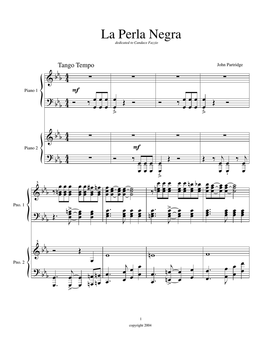 La Perla Negra Piano scores gallery preview page 1