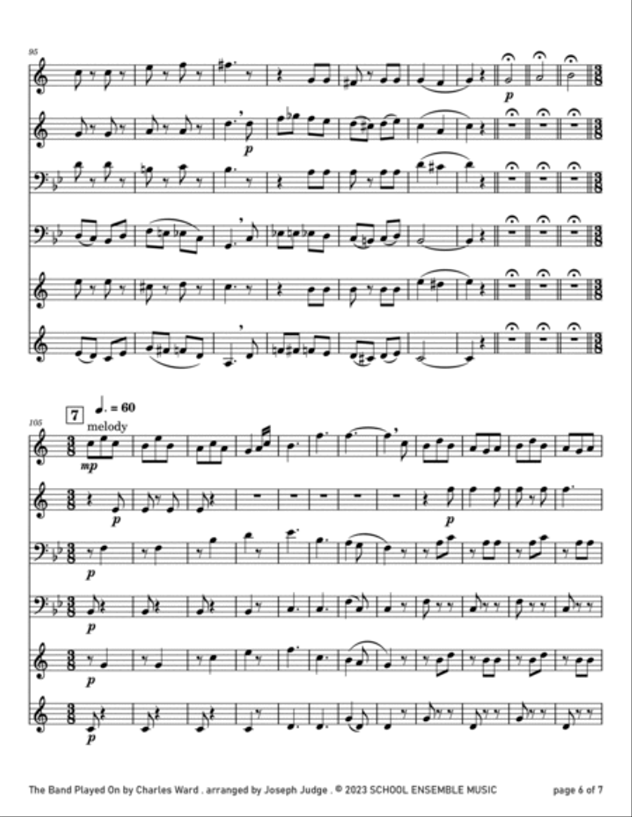 The Band Played On by Ward for Brass Quartet in Schools Brass Quartet scores gallery preview page 6