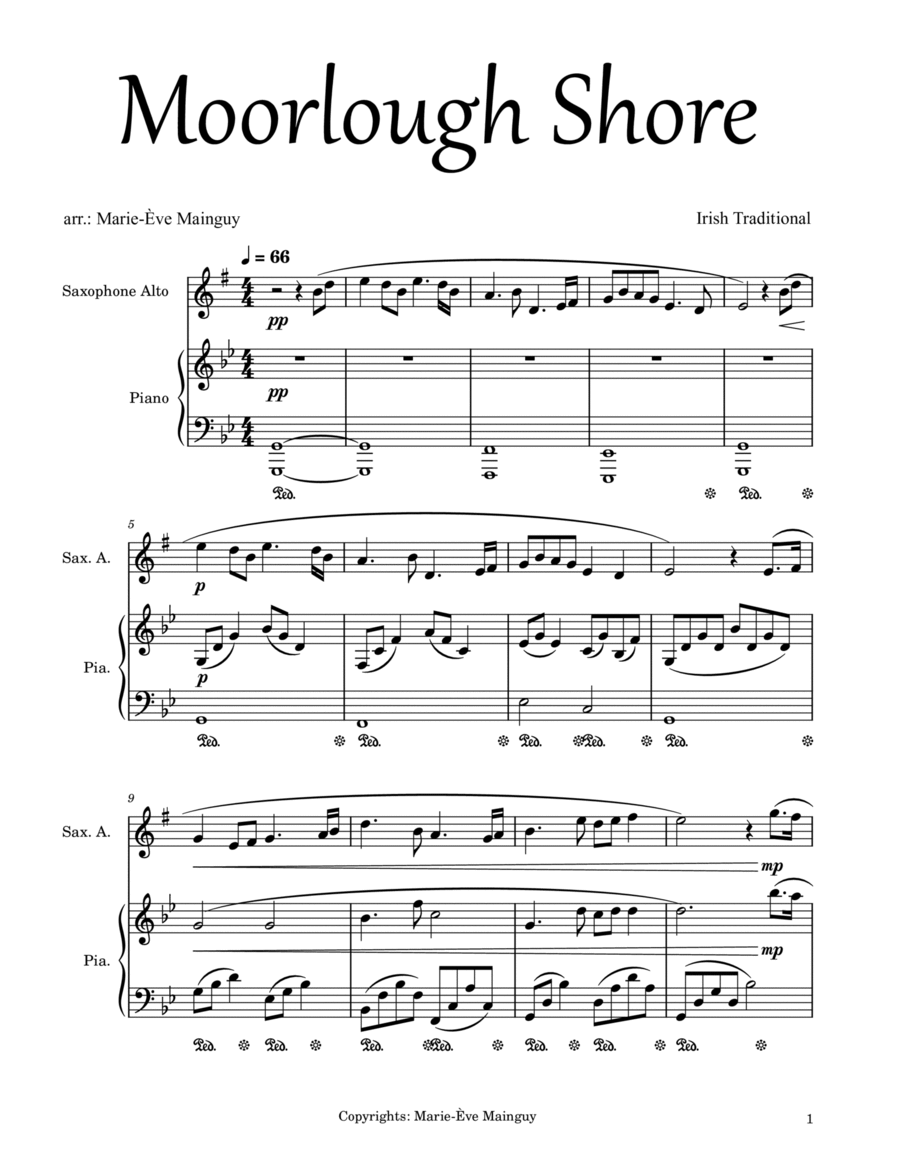 Moorlough Shore Moorlough Shore Alto Saxophone scores gallery preview page 1