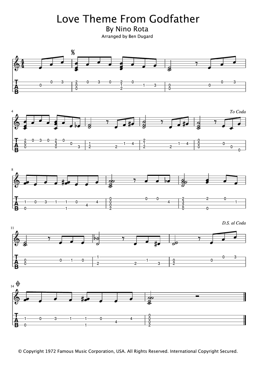 Love Theme From The Godfather III Ukulele scores gallery preview page 1