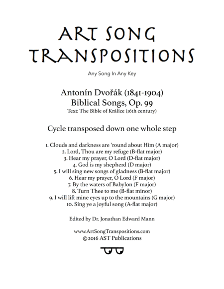 DVORÁK: Biblical songs, Op. 99 (transposed down one whole step)