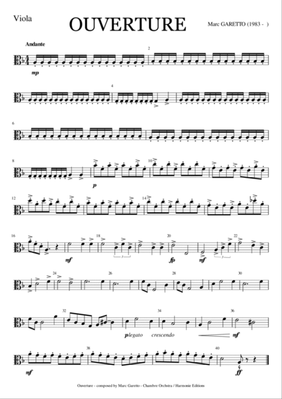 Ouverture (Overture) - Marc Garetto - 2016 Chamber Music Contest Entry Chamber Orchestra scores gallery preview page 5