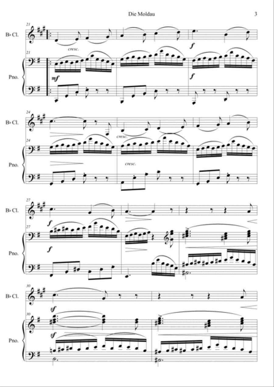 Die Moldau (Short Version) Clarinet Solo scores gallery preview page 3