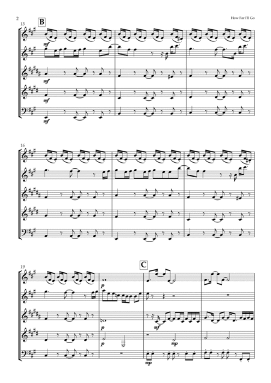 How Far I'll Go Woodwind Quintet scores gallery preview page 2