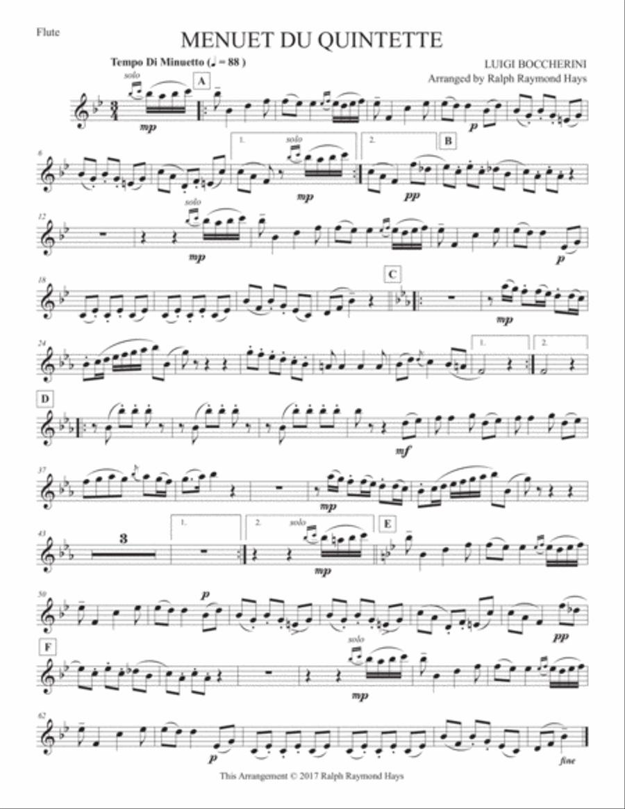 Boccherini Minuet Woodwind Quintet scores gallery preview page 5