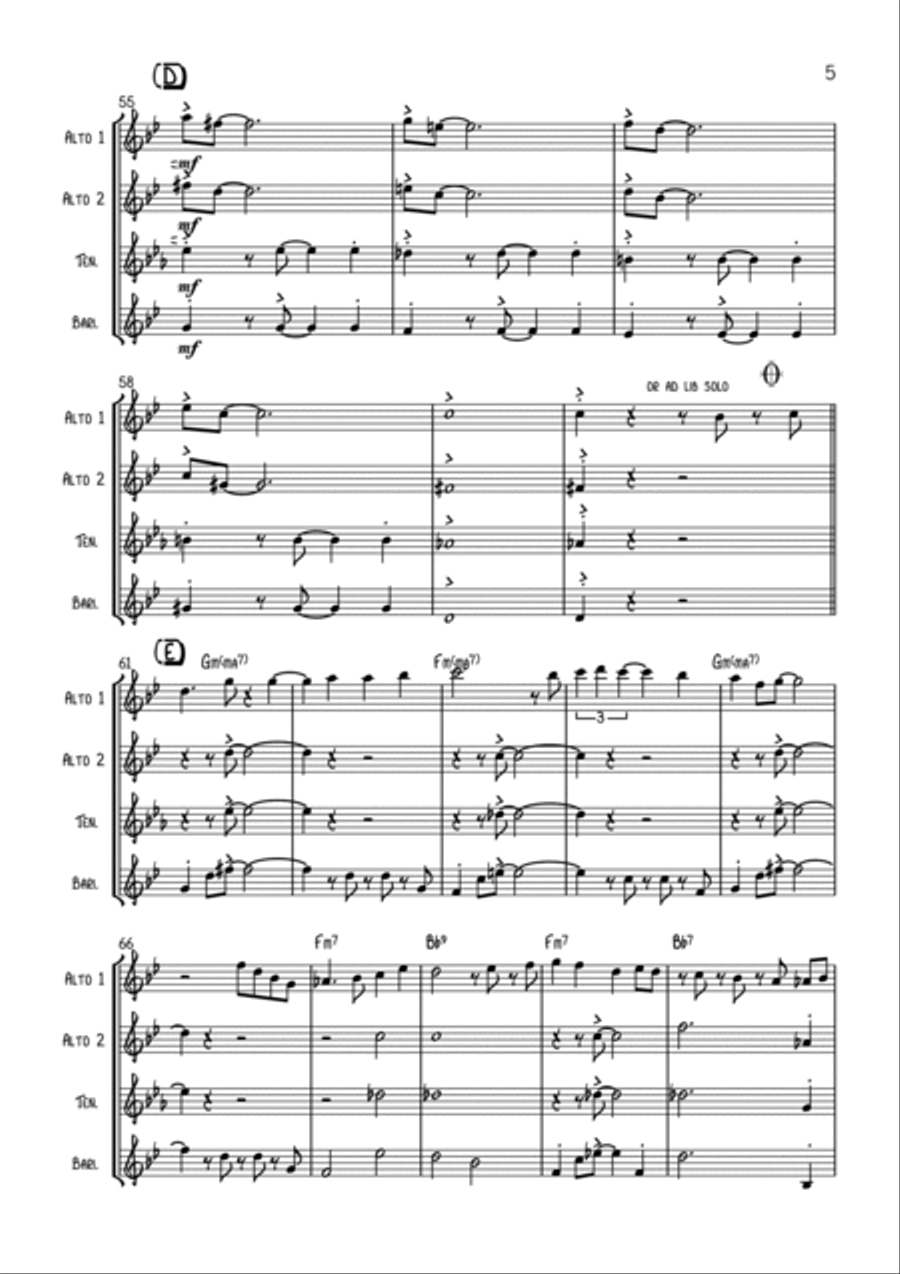 Nica's Dream Saxophone Quartet scores gallery preview page 5