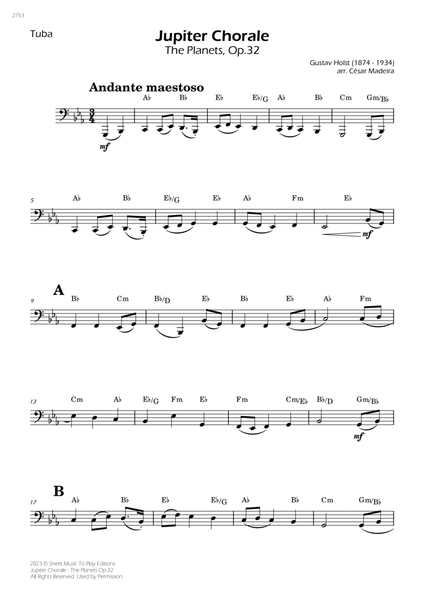Jupiter Chorale from The Planets - Tuba Solo - W/Chords image number null