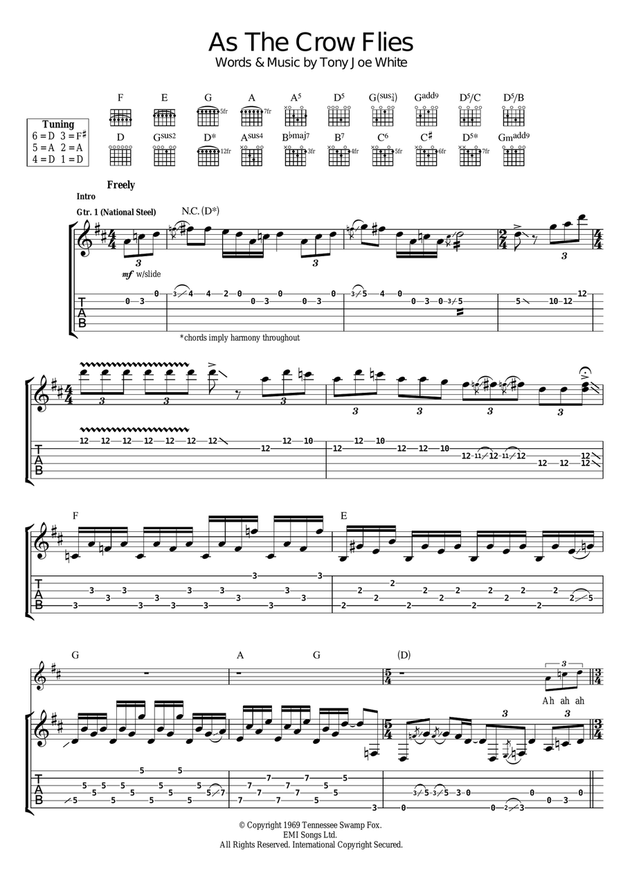 As The Crow Flies Electric Guitar scores gallery preview page 1
