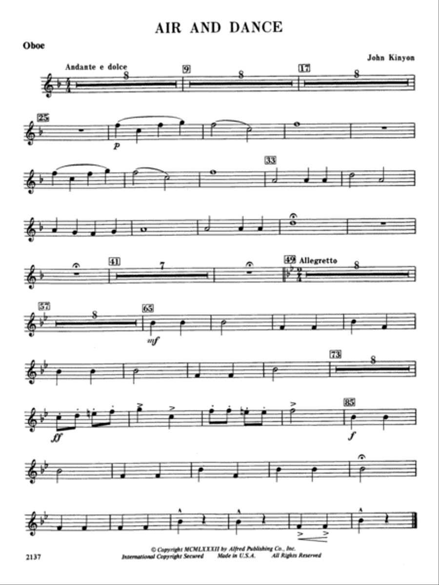 Air and Dance: Oboe Concert Band scores gallery preview page 1