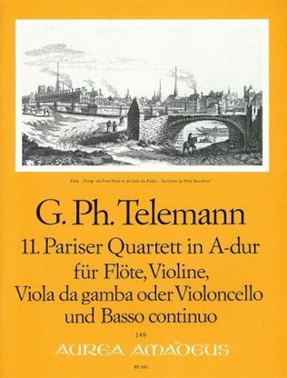 Book cover for 11th Paris Quartet A major TWV 43:A3