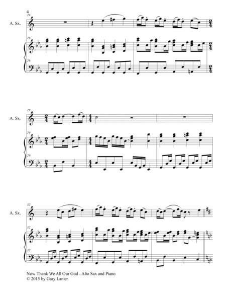 NOW THANK WE ALL OUR GOD (Duet – Alto Sax and Piano/Score and Parts) image number null