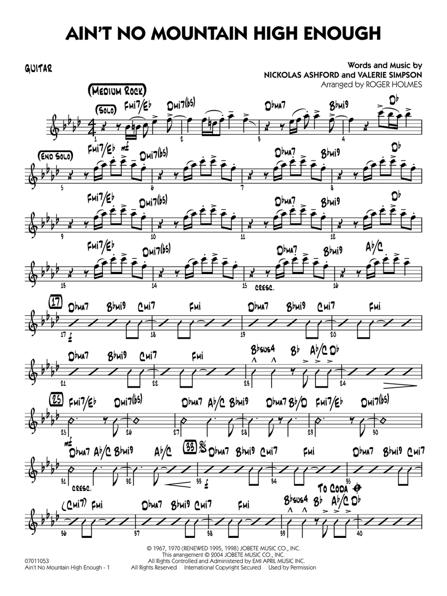 Ain't No Mountain High Enough (arr. Holmes) - Guitar