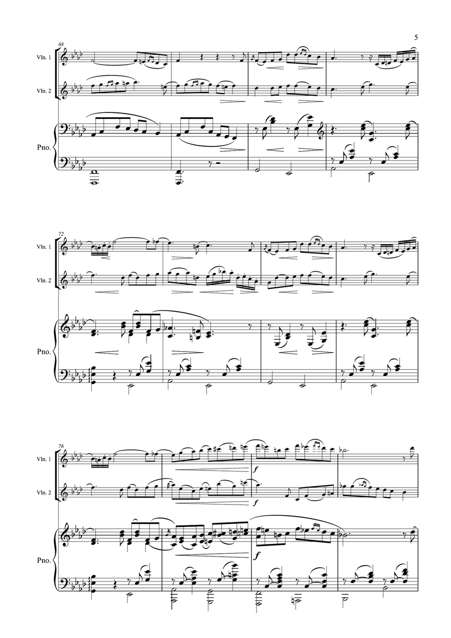 Tchaikovsky - Romance Op.5 - 2 Violins Violin Duo Violin Group & Piano String Duet scores gallery preview page 5