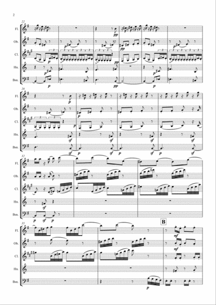Tchaikovsky: Casse-Noisette: Nutcracker Suite IIb. Danse de la Fée Fragée ( Dance of the Sugar Plum Woodwind Quintet scores gallery preview page 2