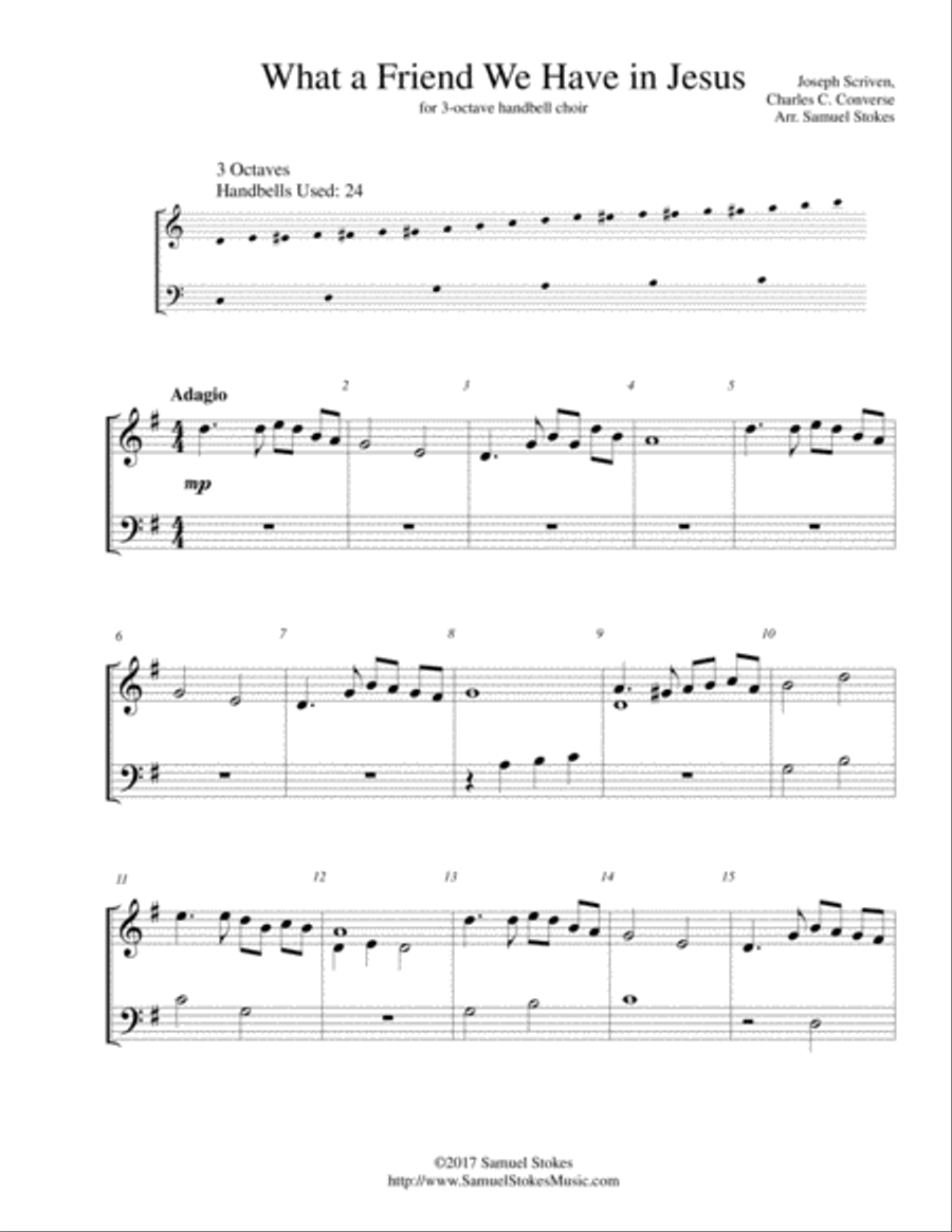 What a Friend We Have in Jesus - for 3-octave handbell choir 3-Octaves scores gallery preview page 1