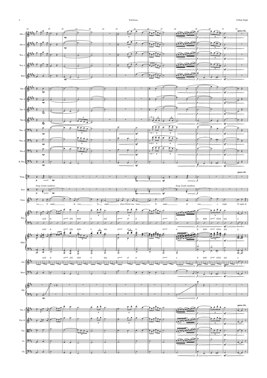 O Holy Night (ala Josh Groban) Voice and Big Band and optional Strings Key of D Jazz Ensemble scores gallery preview page 4