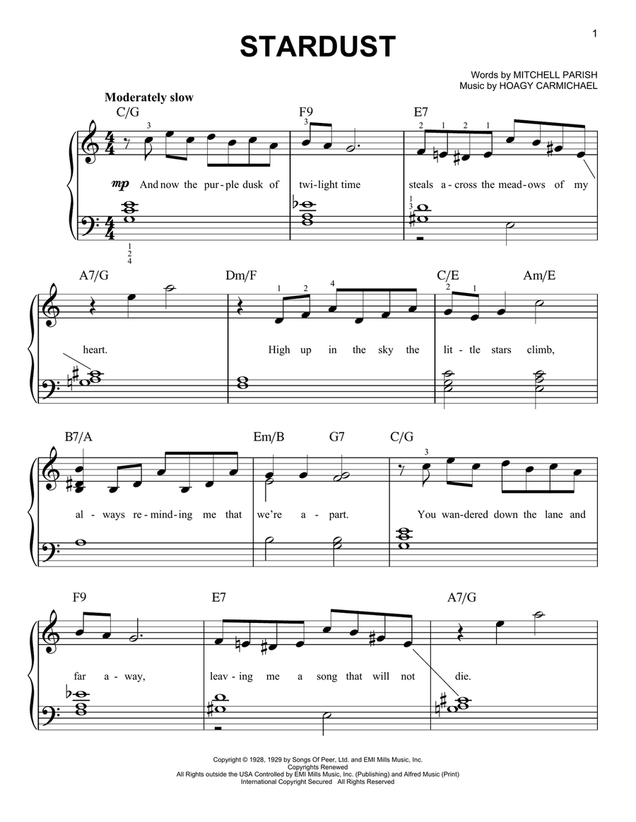 Stardust Easy Piano scores gallery preview page 1