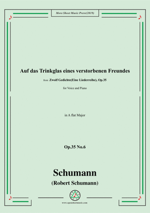 Book cover for Schumann-Auf das Trinkglas eines...,Op.35 No.6 in A flat Major,for V&Pno