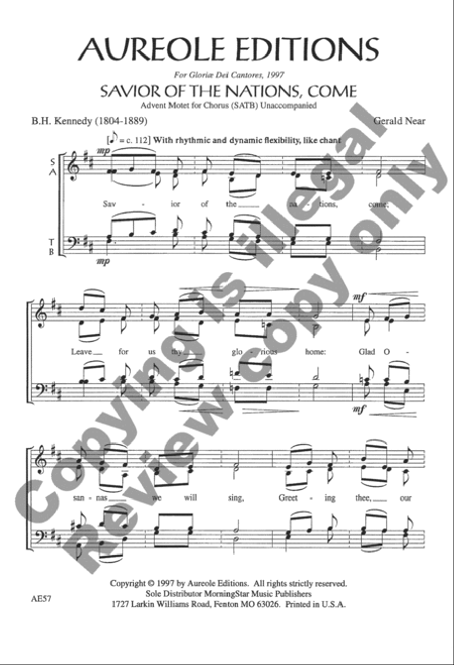 Savior of the Nations, Come 4-Part scores gallery preview page 6