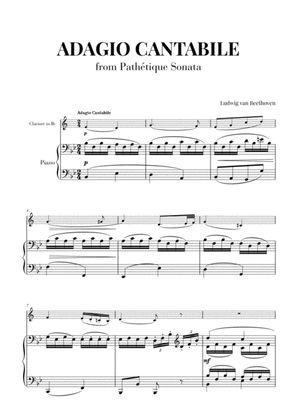 Book cover for Sonata Pathetique (2nd Movement) - Adagio Cantabile for Clarinet and Piano