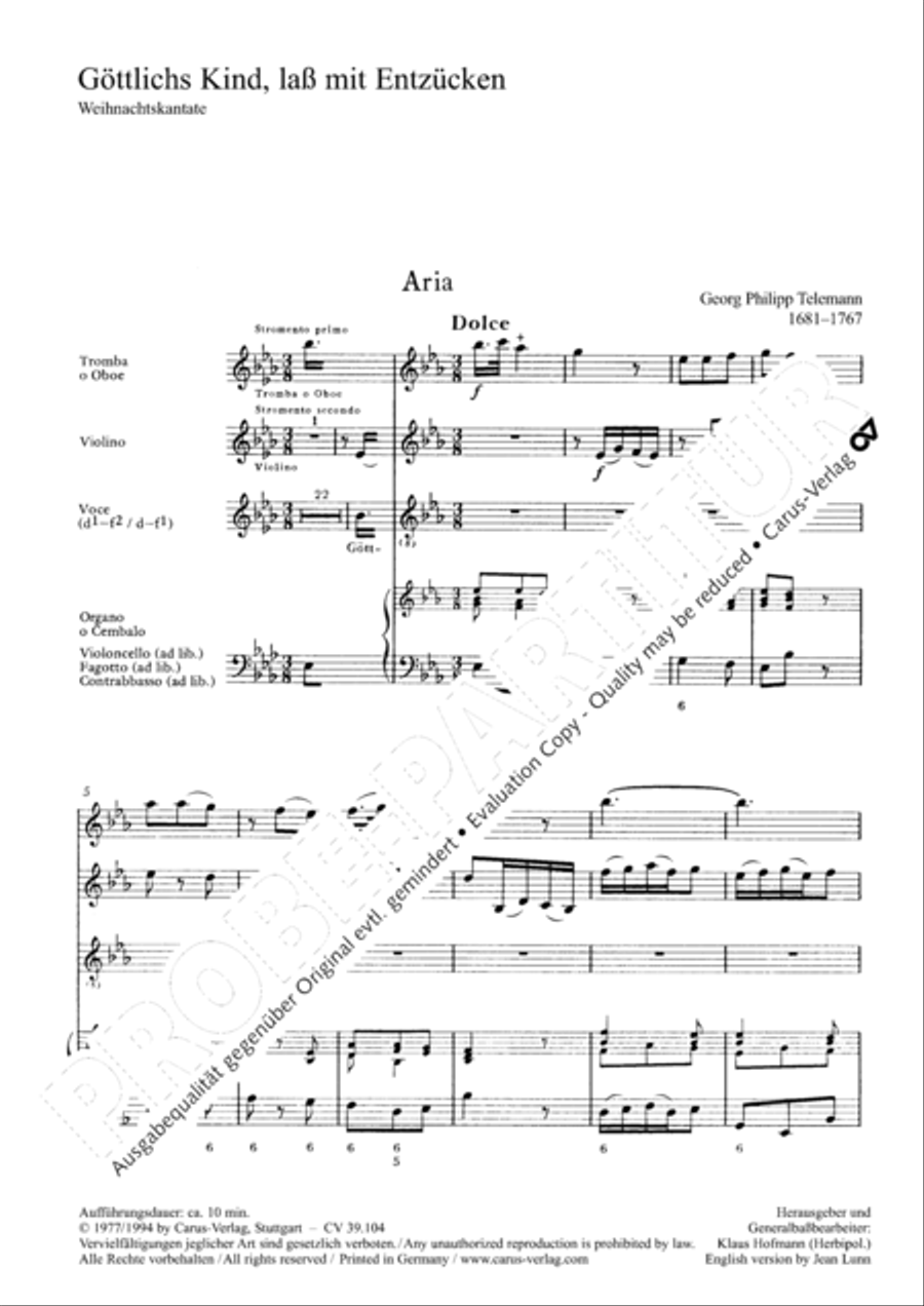 Holy child, come now with pleasure (Gottlichs Kind, lass mit Entzucken) Tenor Voice scores gallery preview page 5