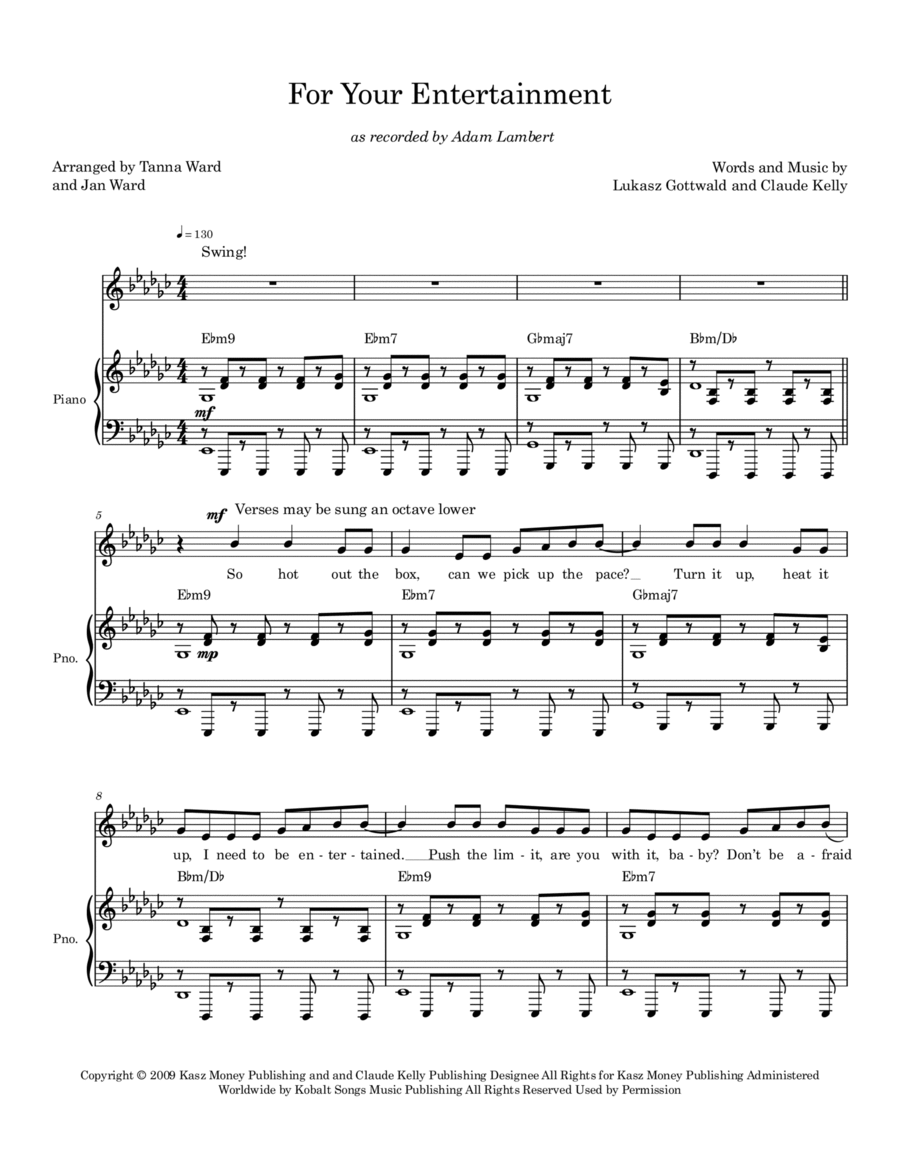 For Your Entertainment Piano, Vocal, Guitar scores gallery preview page 1