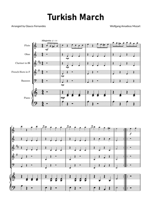 Book cover for Turkish March by Mozart - Woodwind Quintet with Piano