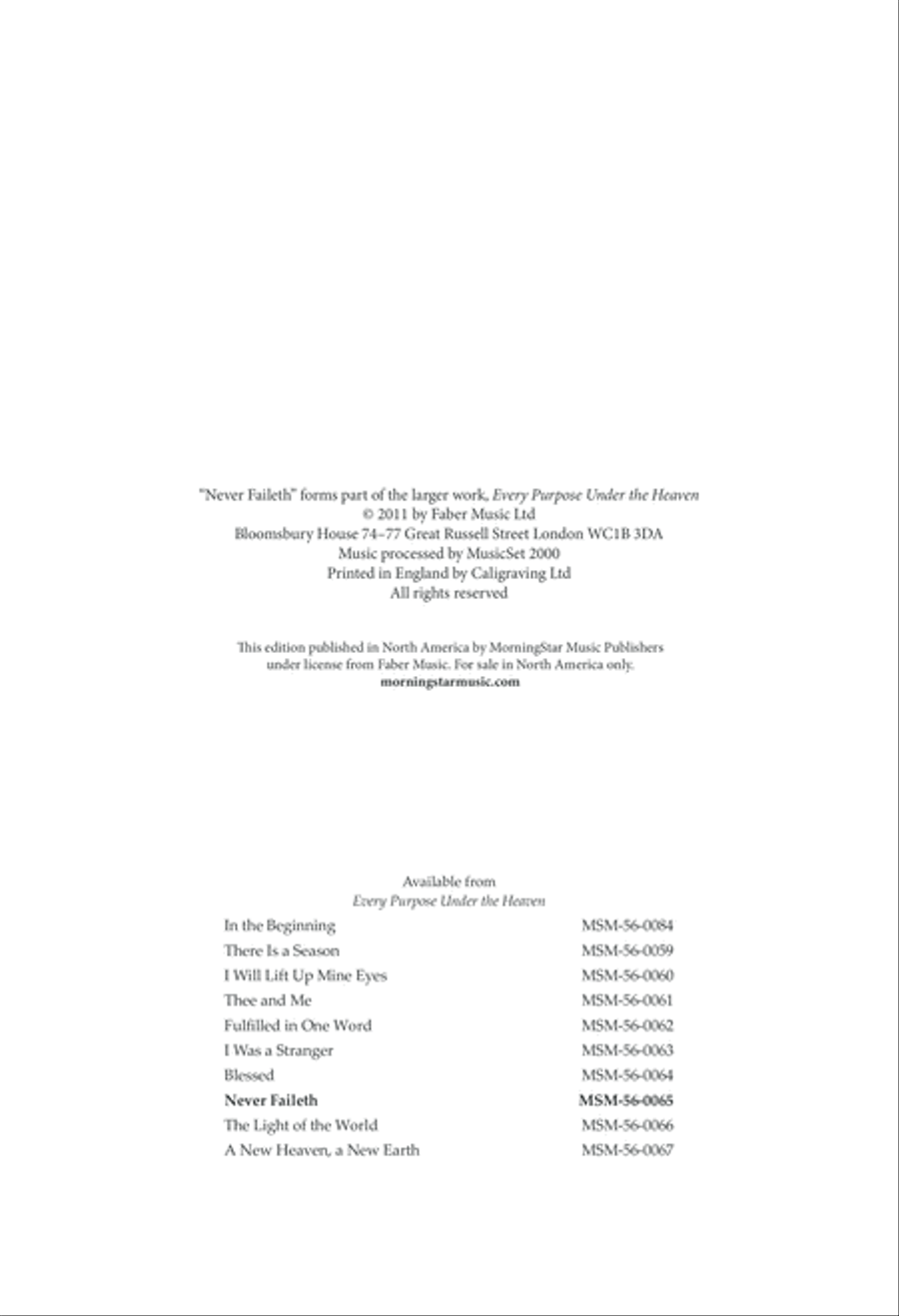 Never faileth from Every purpose under the heaven 4-Part scores gallery preview page 2