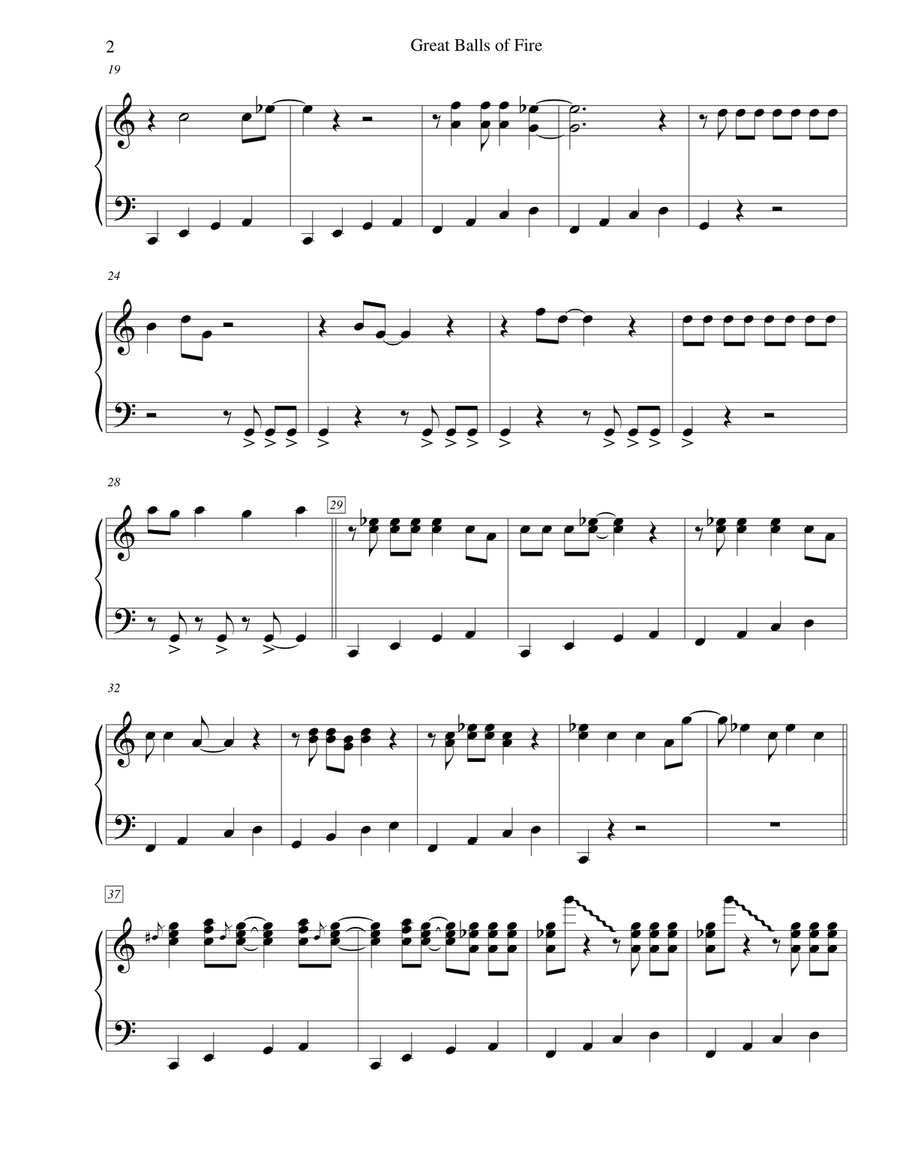 Great Balls Of Fire Piano Solo scores gallery preview page 2