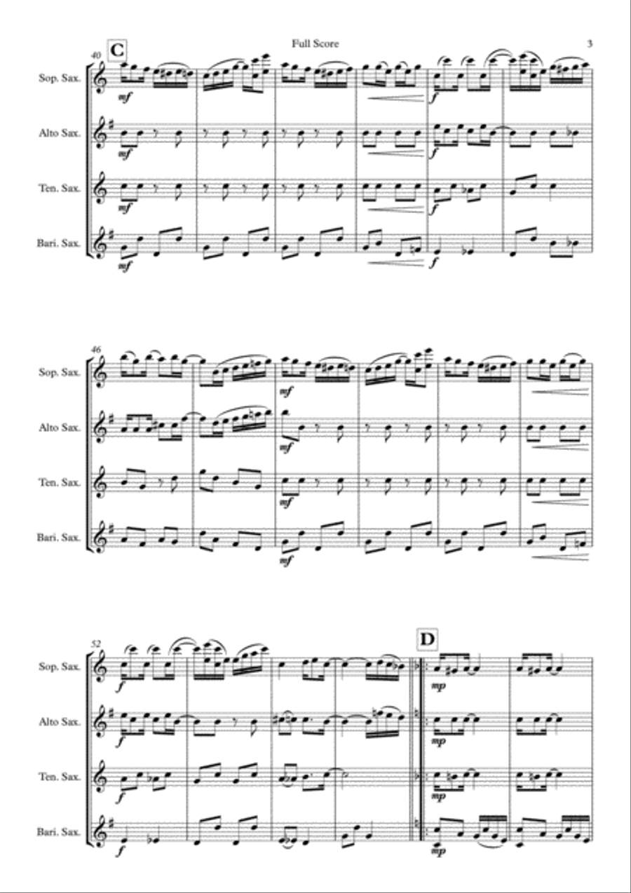Pine Apple Rag for Saxophone Quartet (SATB) Saxophone Quartet scores gallery preview page 4
