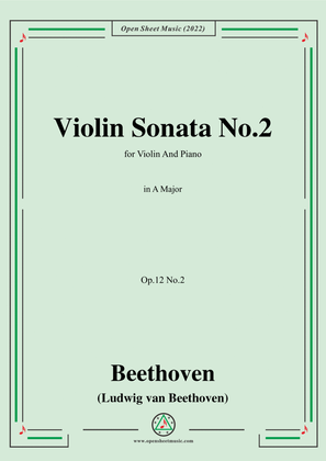 Book cover for Beethoven-Violin Sonata No.2 in A Major,Op.12 No.2,for Violin and Piano