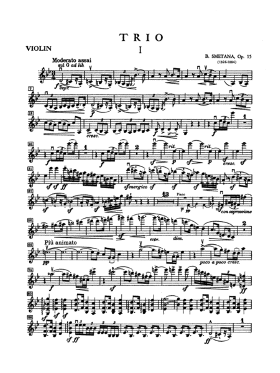 Smetana: Trio in G Minor, Op. 15 Violin scores gallery preview page 3