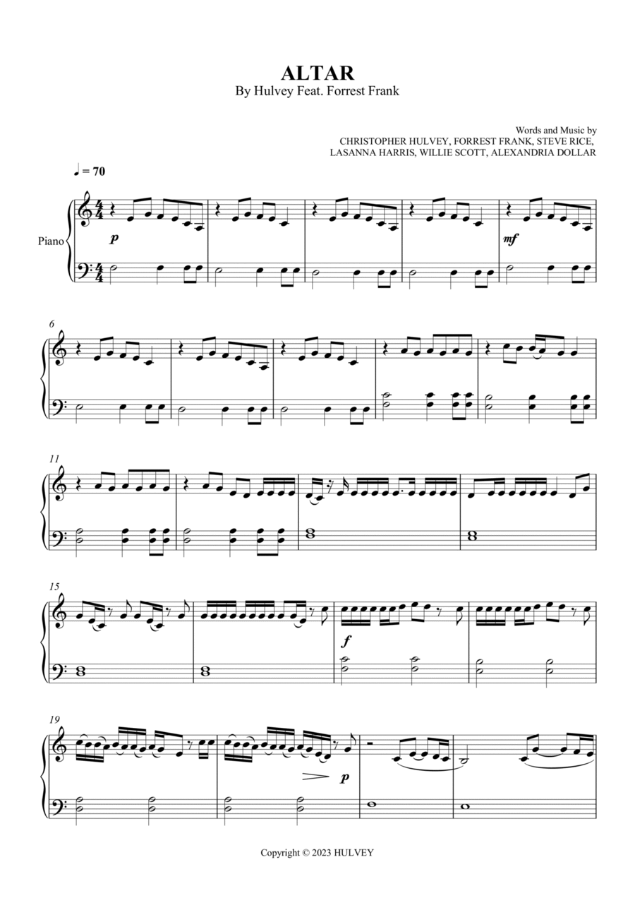 Altar Altar Easy Piano scores gallery preview page 1