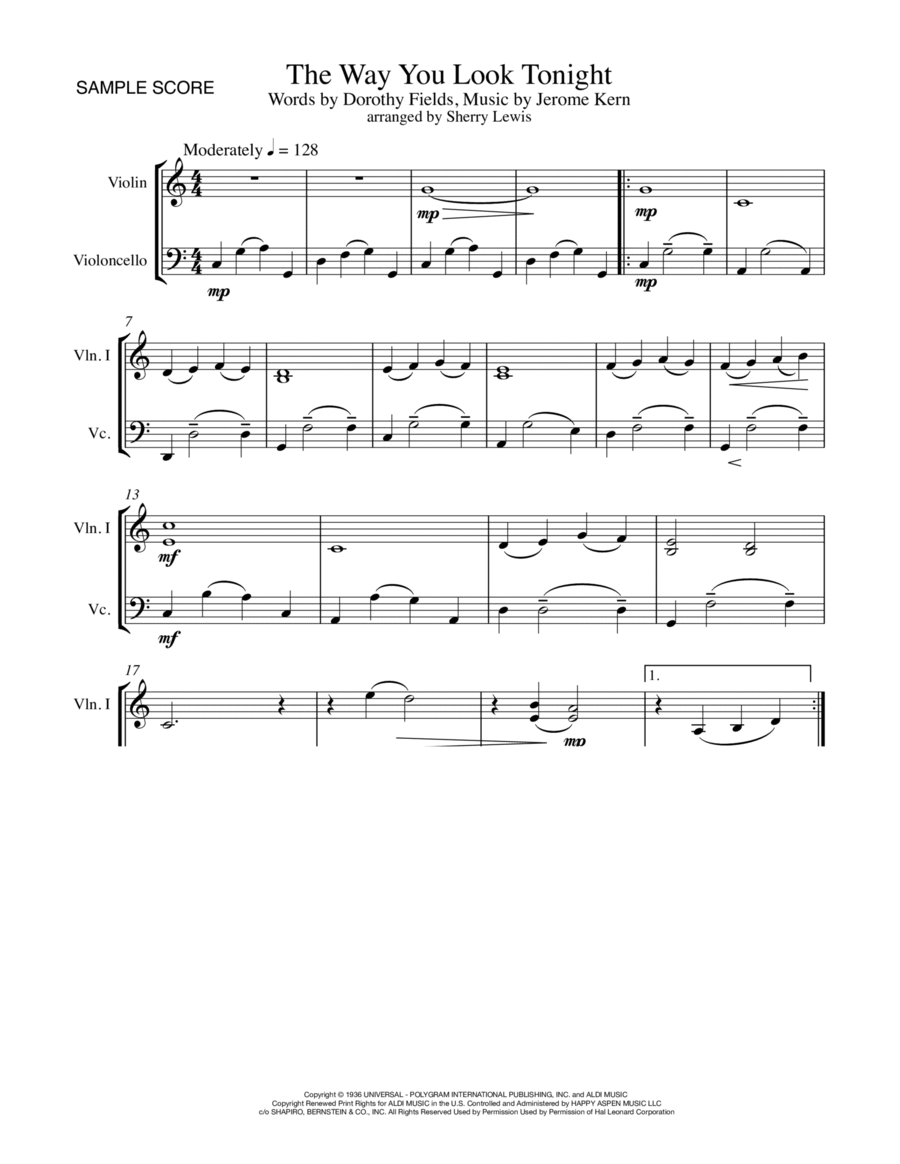 The Way You Look Tonight String Duet scores gallery preview page 1