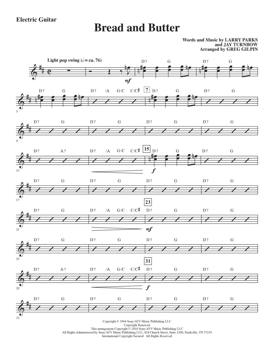 Bread and Butter (arr. Greg Gilpin) - Guitar Choir scores gallery preview page 1