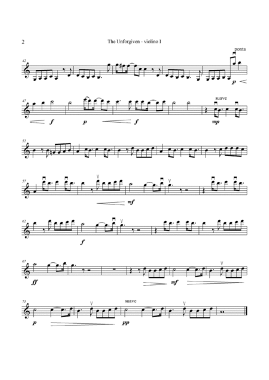 The Unforgiven String Quartet scores gallery preview page 2
