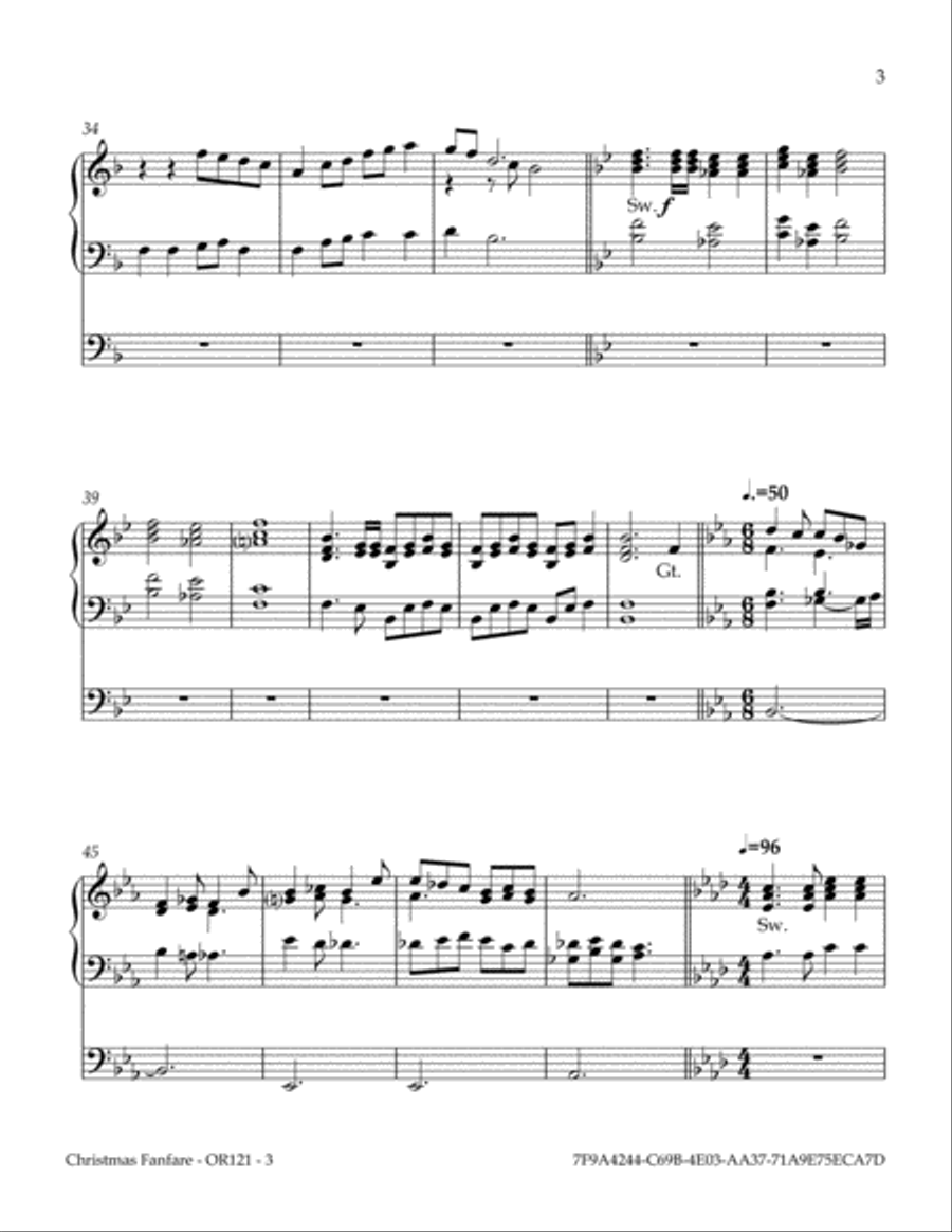Christmas Fanfare Organ Solo scores gallery preview page 3