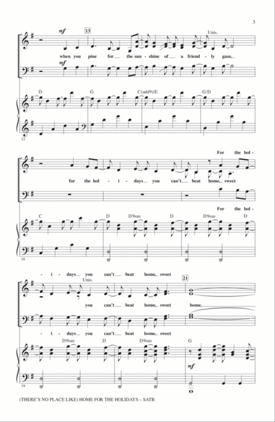 (There's No Place Like) Home For The Holidays 4-Part scores gallery preview page 2