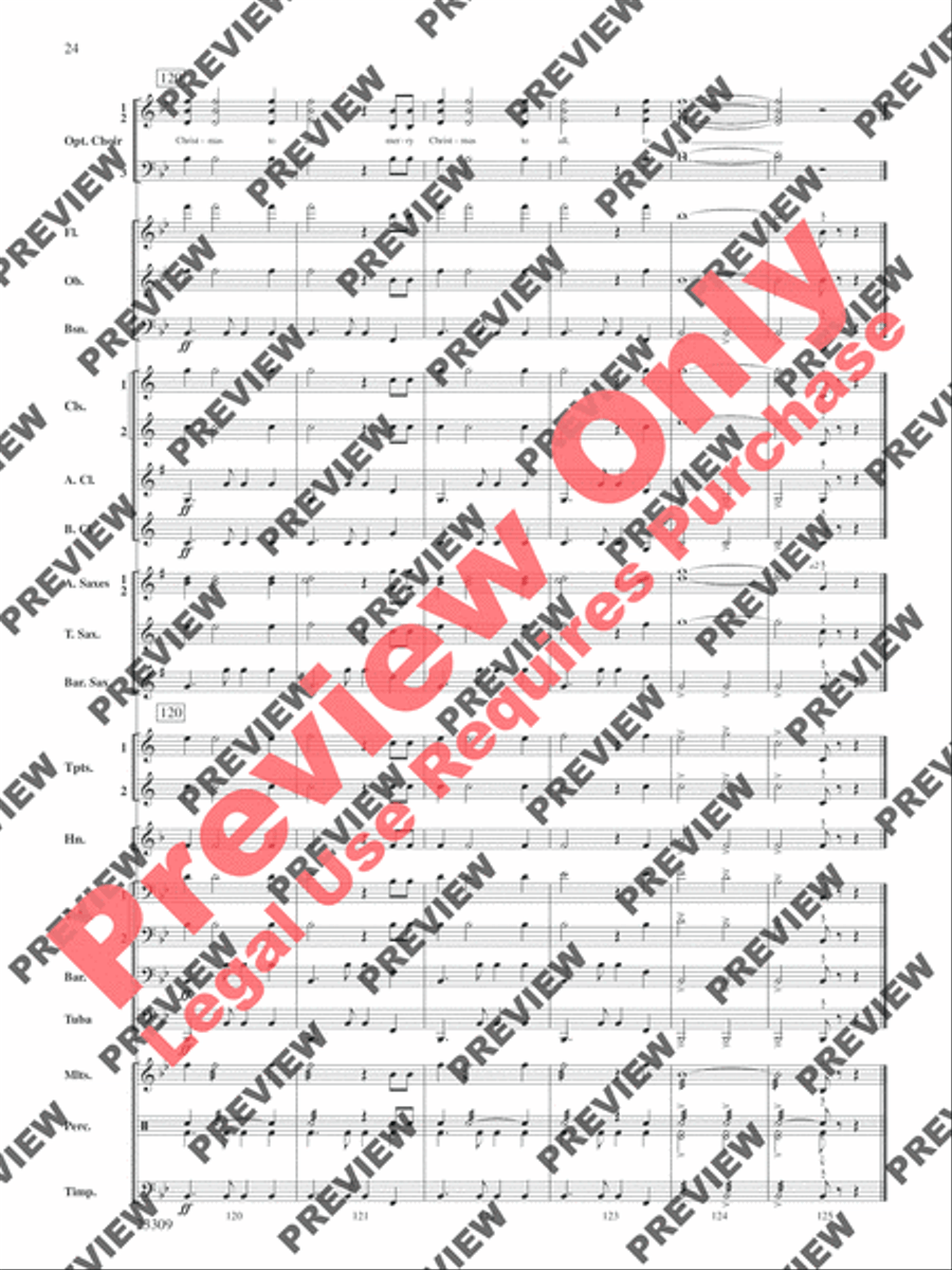 Merry Christmas to All (A Medley of Carols) Concert Band scores gallery preview page 25