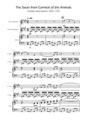 The Swan - Saint-Saens - Alto and Tenor Sax Duet w/ Piano