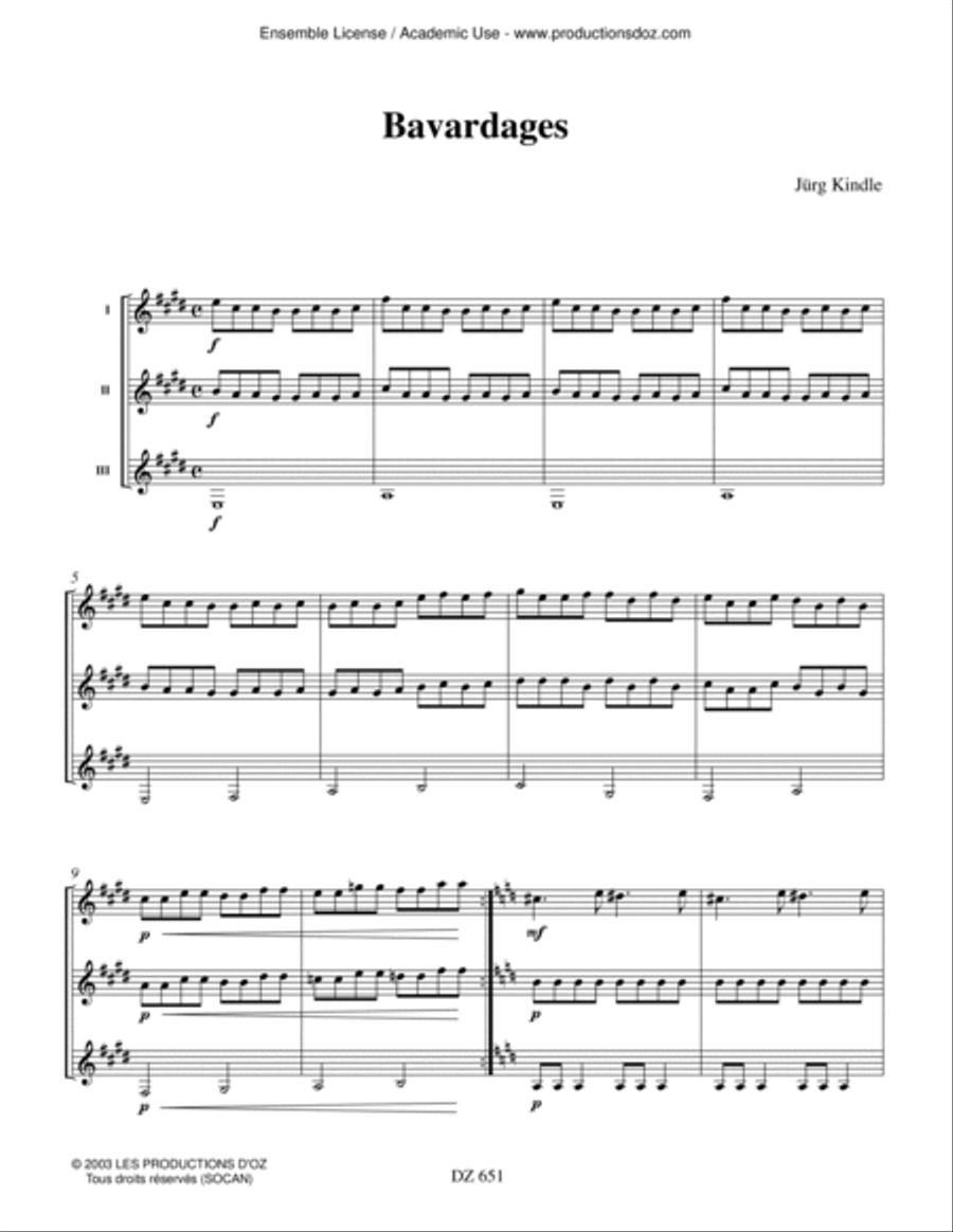 Bavardages, Plaisanterie Guitar Ensemble scores gallery preview page 2