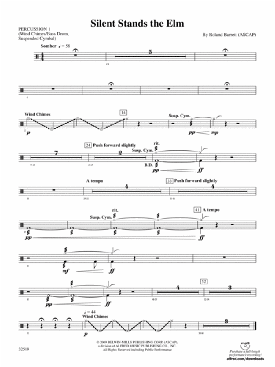 Silent Stands the Elm: 1st Percussion Concert Band scores gallery preview page 1