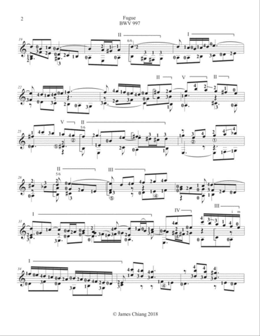 Bach - Lute Suite in A minor (BWV 997) for classical guitar. Lute scores gallery preview page 6