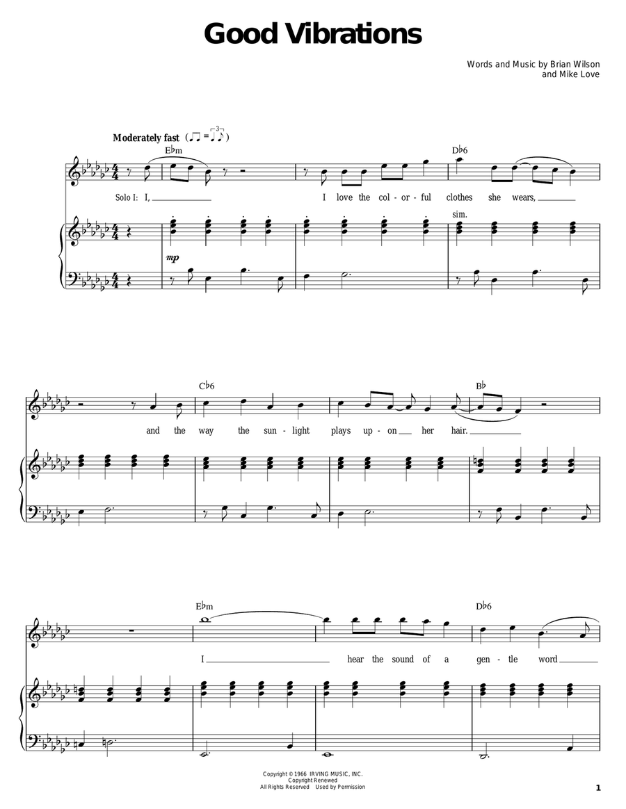 Good Vibrations Good Vibrations Piano, Vocal scores gallery preview page 1