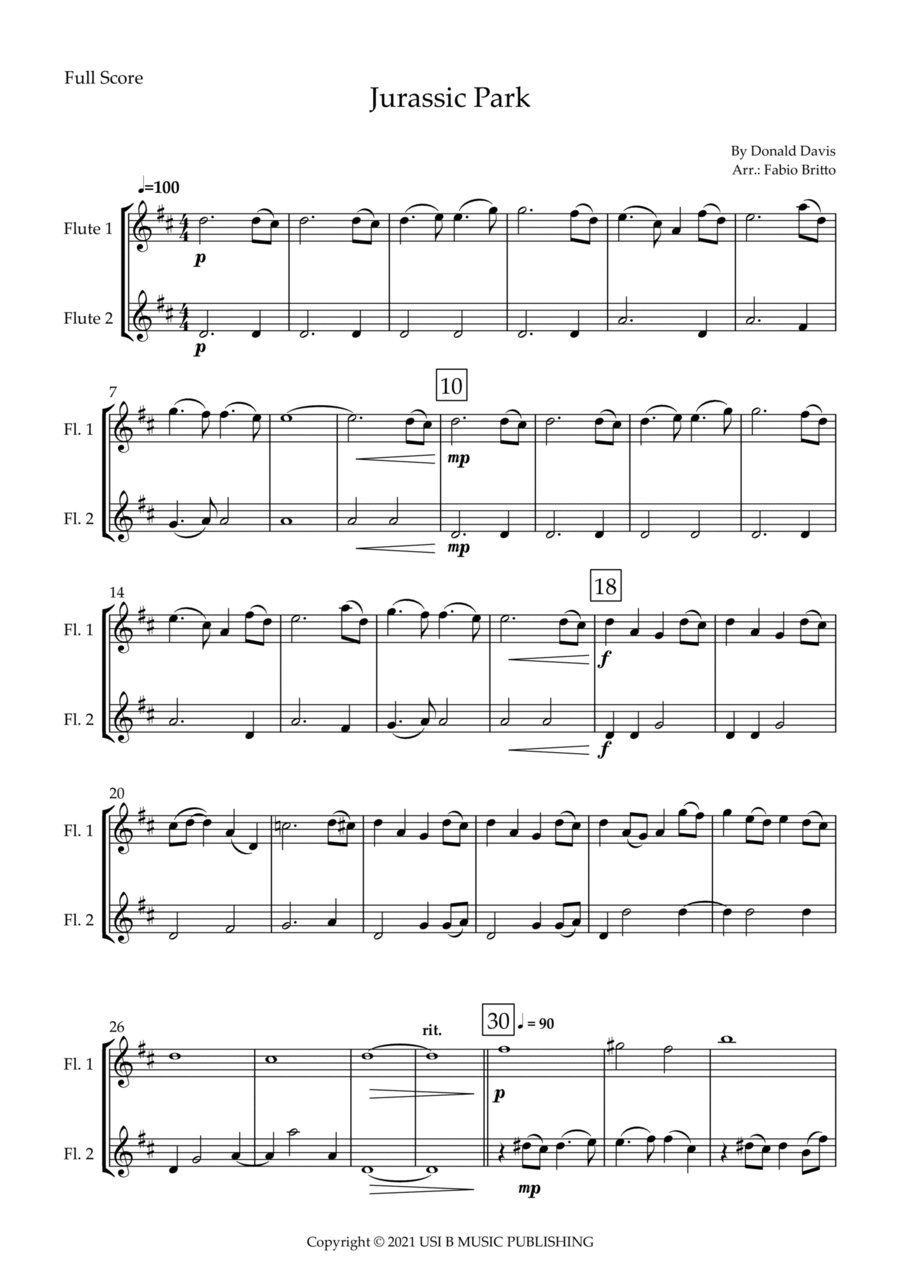 Jurassic Park Iii Flute Duet scores gallery preview page 1